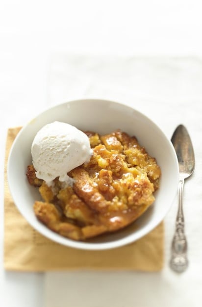 Caramel Banana Cornbread Pudding