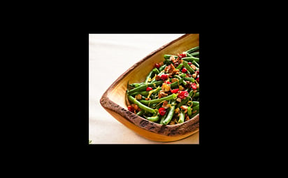 Thanksgiving Green Beans with Cranberries and Hazelnuts